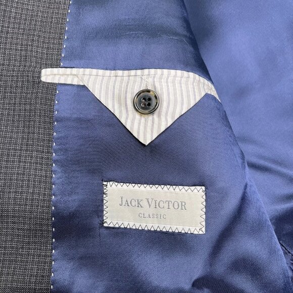 Jack Victor Mens Blue Classic Blazer Sport Coat 2 Button Suit Jacket Size 52 XL - Picture 6 of 15
